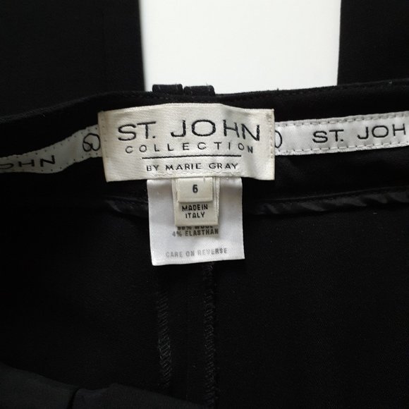 St. John Collection Black Wool High Waisted Straight Leg Trousers Size 6 - Picture 4 of 13
